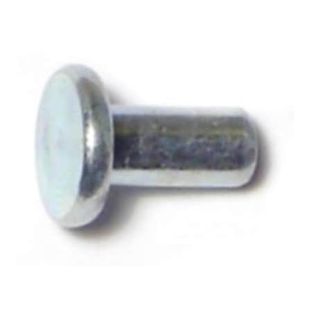Midwest Fastener Tinner Rivet, Flat Head, Steel Body, 100 PK 62214